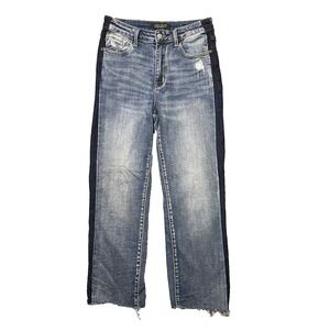 Judy Blue Straight Leg‎ Jeans Womens 7/28 High Waist Side Seam Stretch Crop